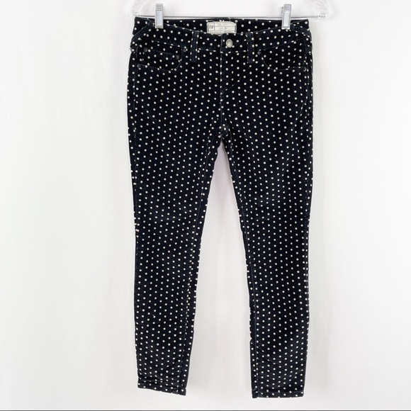 Free People Denim - Free People Size 26 Black Polka Dot Corduroy Skinny Jeans Pants